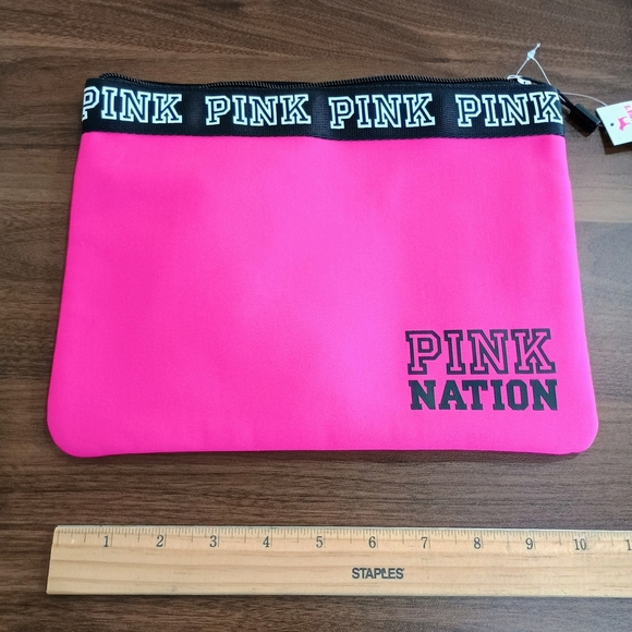 2 PINK Victoria's Secret Bright Pink Cosmetic Bag - Picture 4 of 4